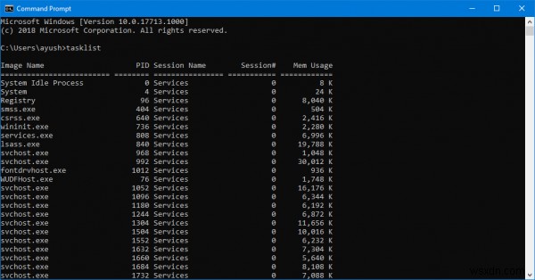 How to save all Windows processes to a text file using TaskList