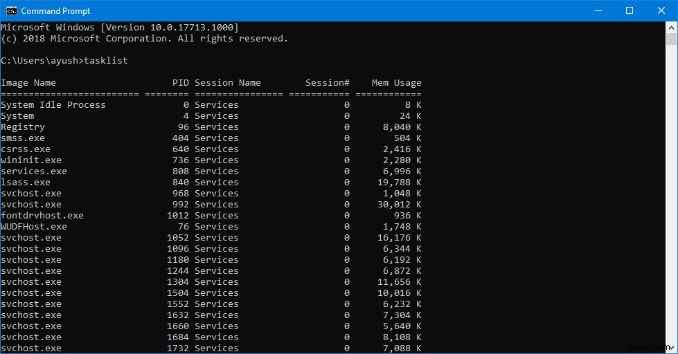 How to save all Windows processes to a text file using TaskList
