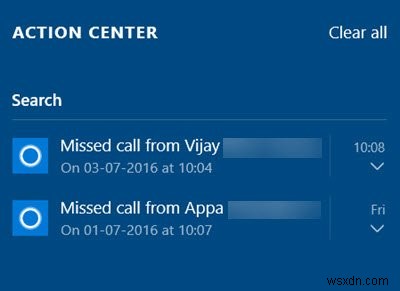 How to get Missed Call notifications on your Windows 10 PC
