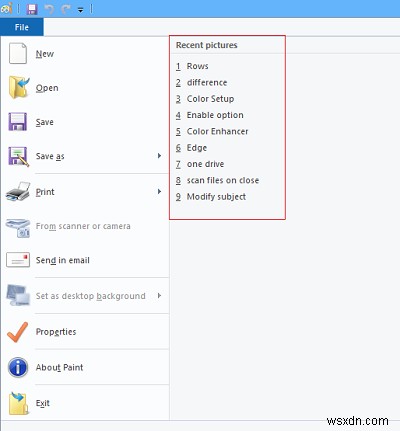 How to delete items from the Recent Picture list in Microsoft Paint