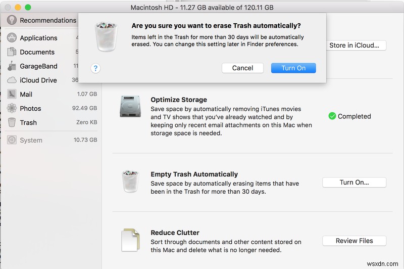 How to clear disk space on a Mac