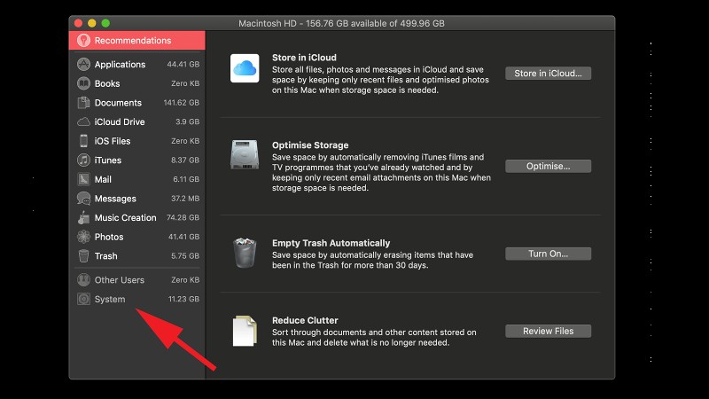 How to delete System storage on Mac