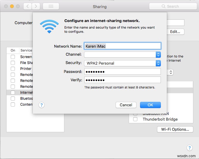 How to share Wi-Fi from Mac