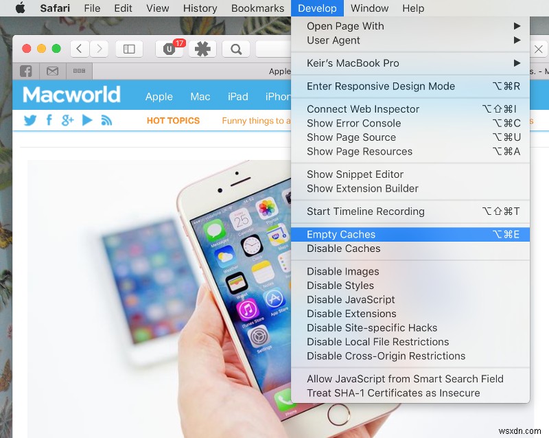How to clear Safaris cache and cookies on Mac