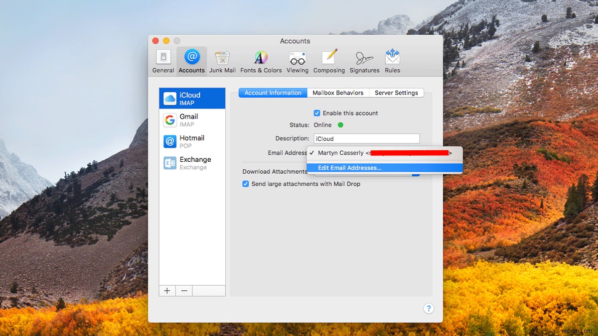 How to change email sender name in Apple Mail