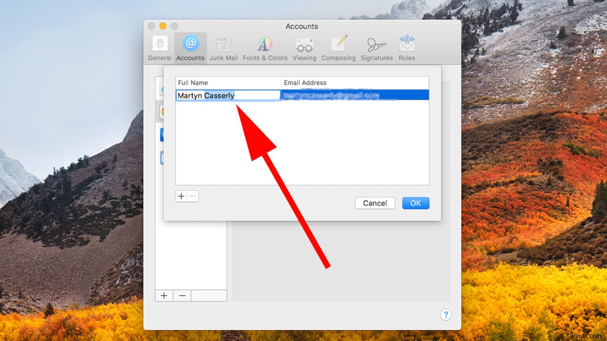 How to change email sender name in Apple Mail