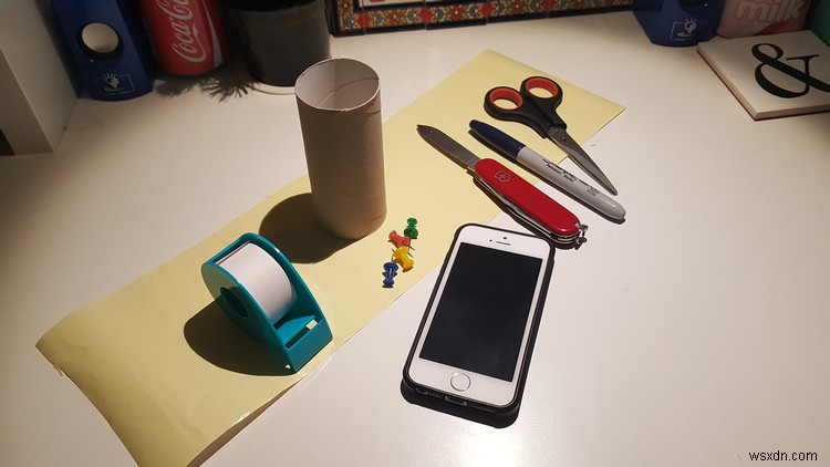 How to make a cheap iPhone stand using only a toilet roll and some pins
