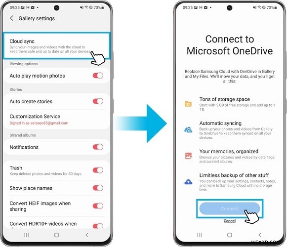Move from Samsung Cloud to OneDrive