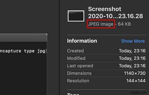 How to Change the Screenshot File Format to JPG on Mac