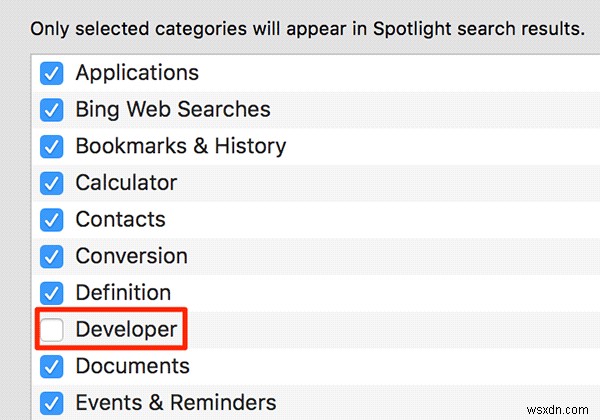 How to Omit the Developer Search Results from Spotlight on Your Mac