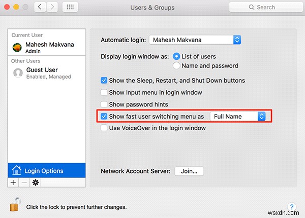 Remove Your Name from the Menu Bar of Your Mac
