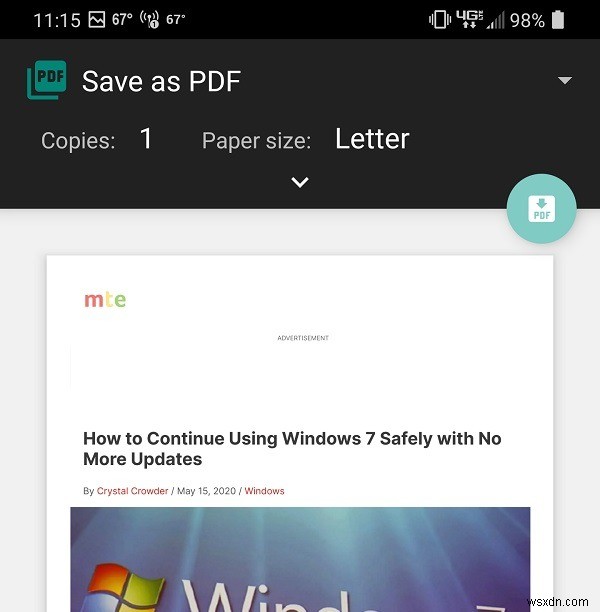 How to Print to PDF from Chrome for Android