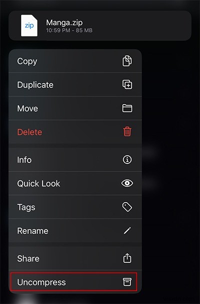 How to Zip and Unzip Files in iOS Files App