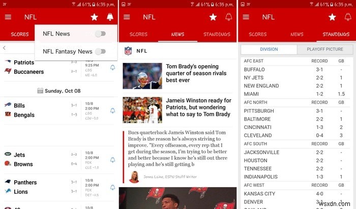 5 of the Best Android Apps for NFL Fans