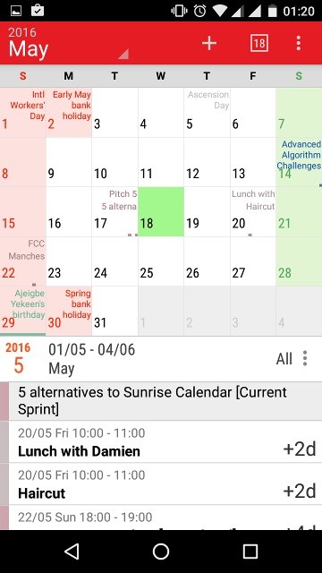 Five Alternatives to Sunrise Calendar for Android