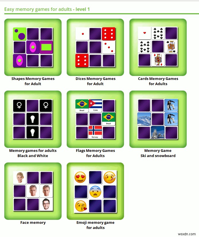 Free Memory Games for Adults and Seniors