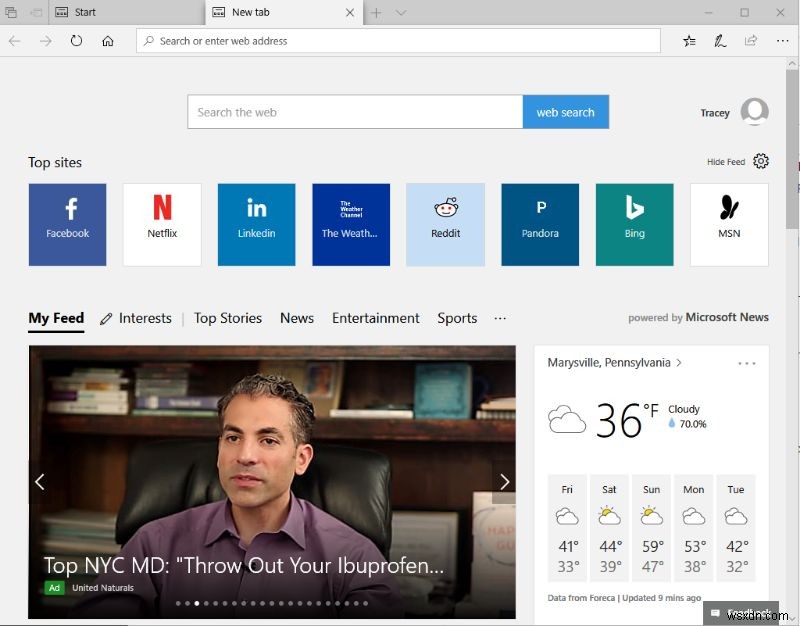 How to Disable the Articles on Microsoft Edge Start Page