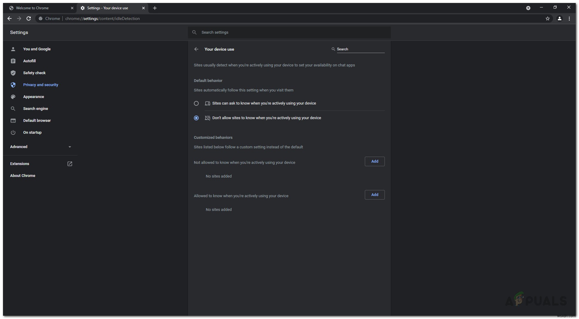 How to Disable Google Chrome Idle Detection Feature?