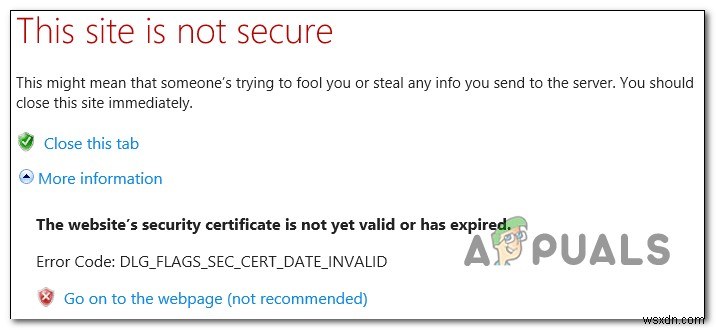 Fix: DLG_FLAGS_SEC_CERT_DATE_INVALID in Internet Explorer or Edge
