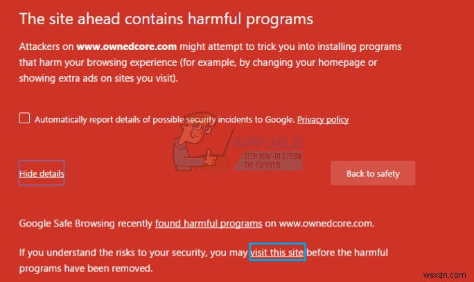 Fix: The site ahead contains harmful programs