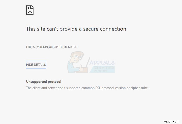 Fix: ERR_SSL_VERSION_OR_CIPHER_MISMATCH