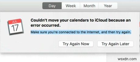 Couldn’t move your Calendars to iCloud because an error occurred (Fix)