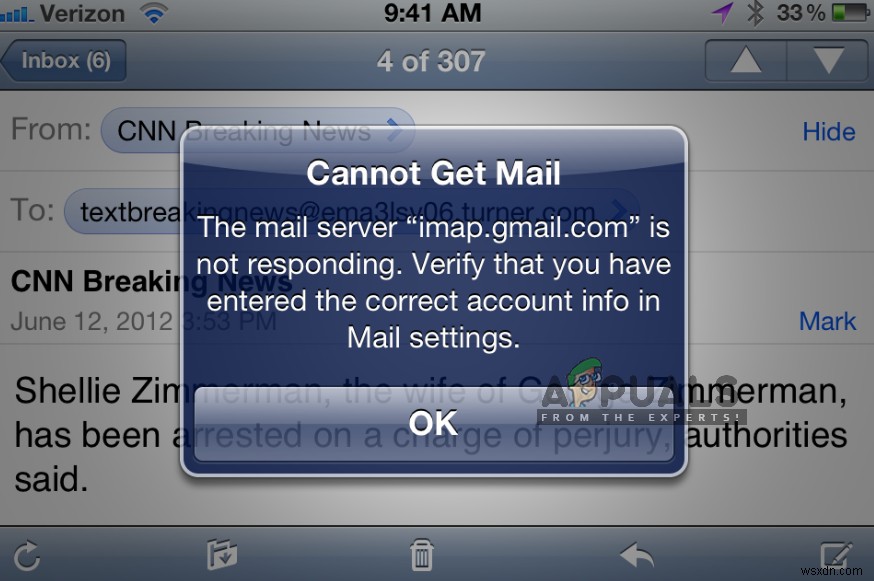 Fix: imap.gmail.com is not Responding on iPhone/iPad