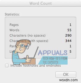 Count Characters in Word or Pages on a Mac
