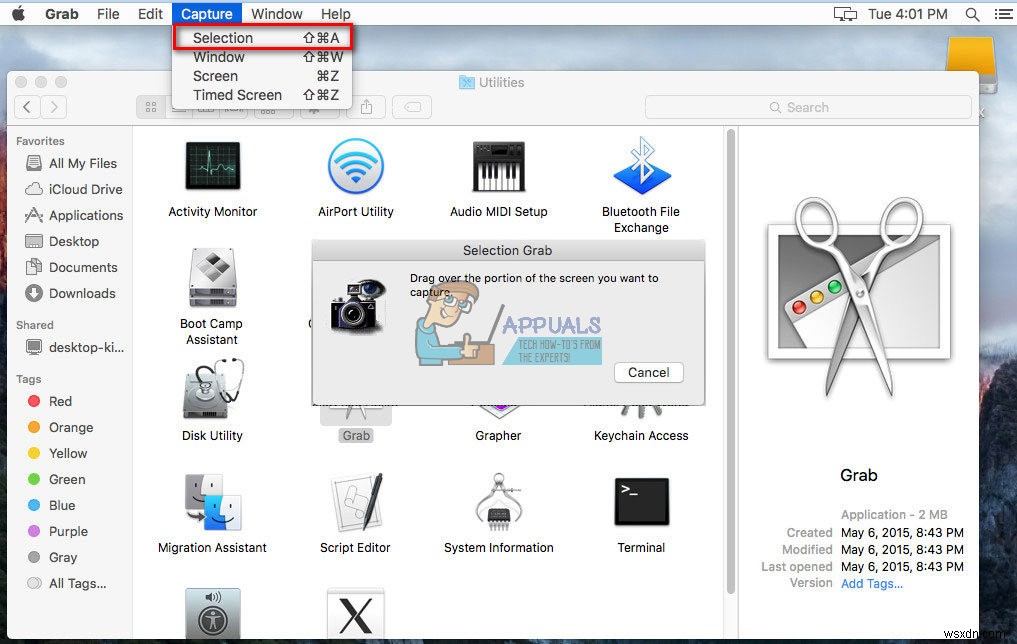 How to Take Screenshots on macOS and Mac OS X Using Grab Utility