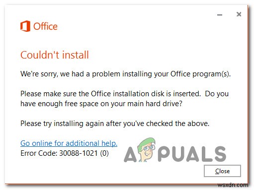 Office Returns Free Space and Disk Insertion Error 30088-1021 (0) [Easy Fixes]