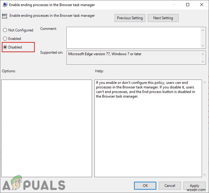 How to Disable ‘End Process’ in the Browser Task Manager on Microsoft Edge?