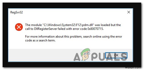 Fix: DLLRegisterserver failed with Error 0x80070715 on Windows 10