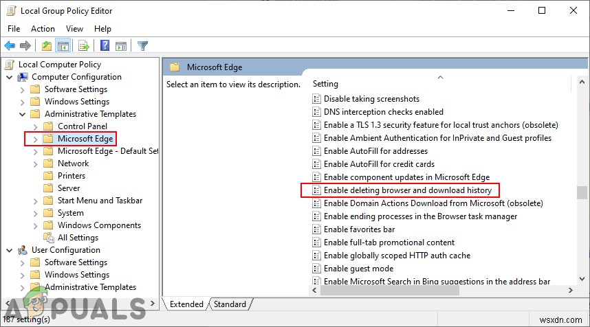 How to Disable Deleting Browsing and Download History in Microsoft Edge?