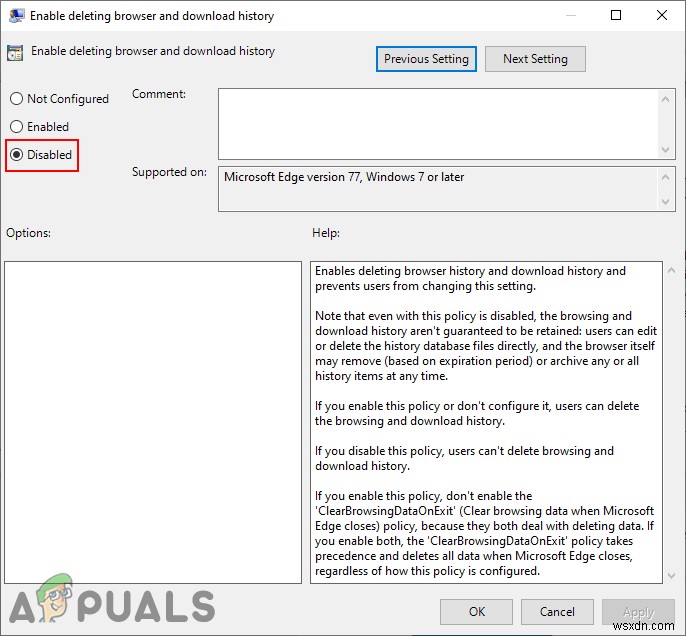 How to Disable Deleting Browsing and Download History in Microsoft Edge?