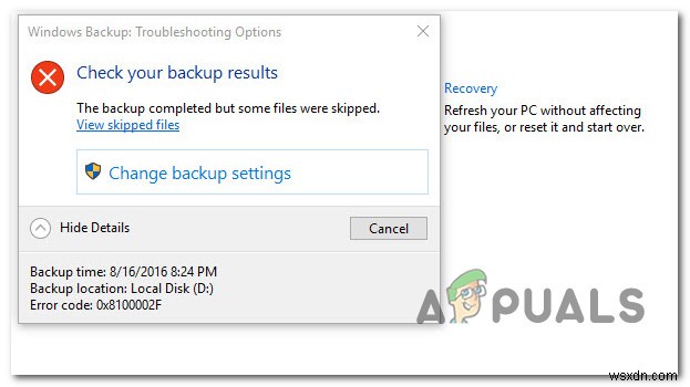 [FIX] Windows Backup Error Code 0x8100002F