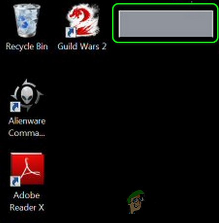 How to Remove Grey box on top-right corner of Windows 10 Desktop?
