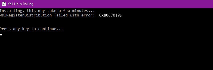 Fix: WSLRegisterDistribution Failed with Error: 0x8007019e