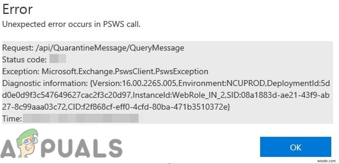 Unexpected Error Occurs in PSWS Call