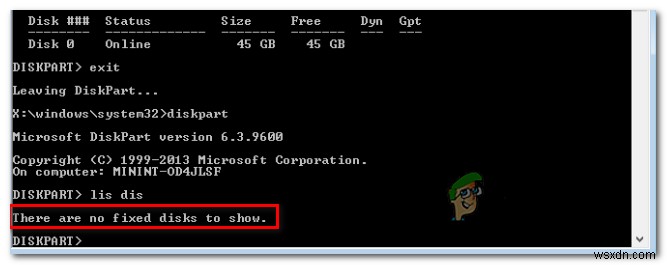 DiskPart Error ‘No fixed disks to show’