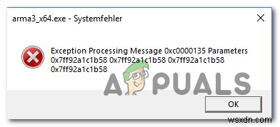Resolving Exception Processing Message 0xc0000135