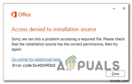 Resolve Access denied to installation source Office Error