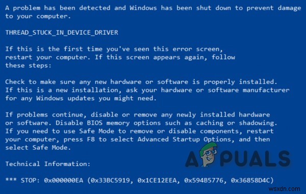 Fix 0x000000EA Blue Screen Error