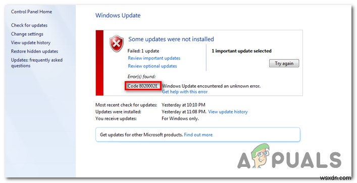 How to Fix Windows Update Error 8020002e?
