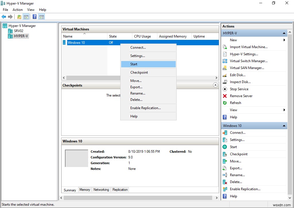 Create Your First Virtual Machine in Hyper-V 2019