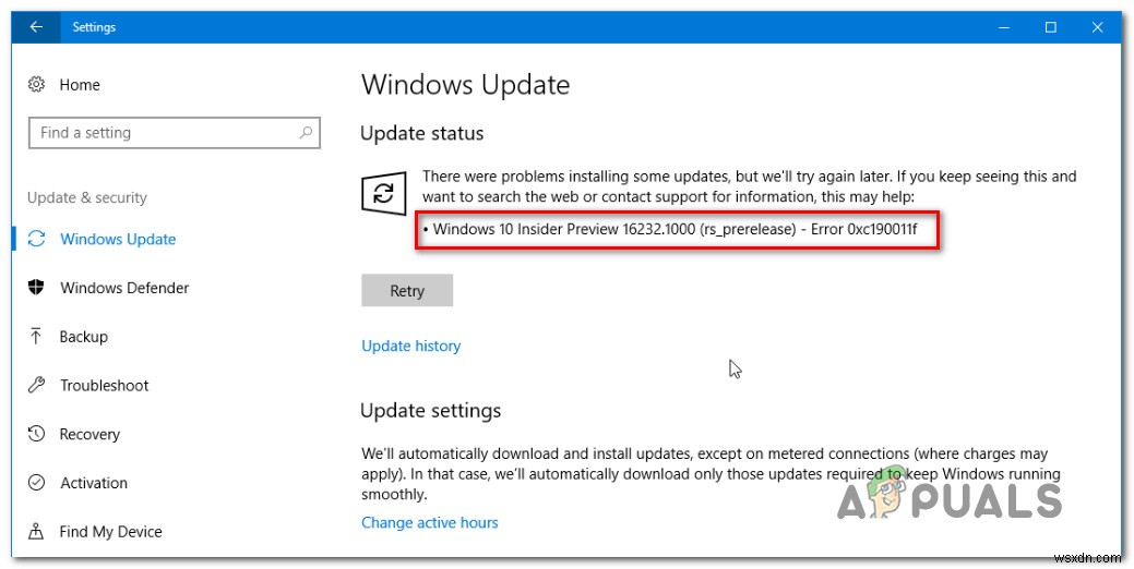 How to Fix Windows Update Error 0xc190011f