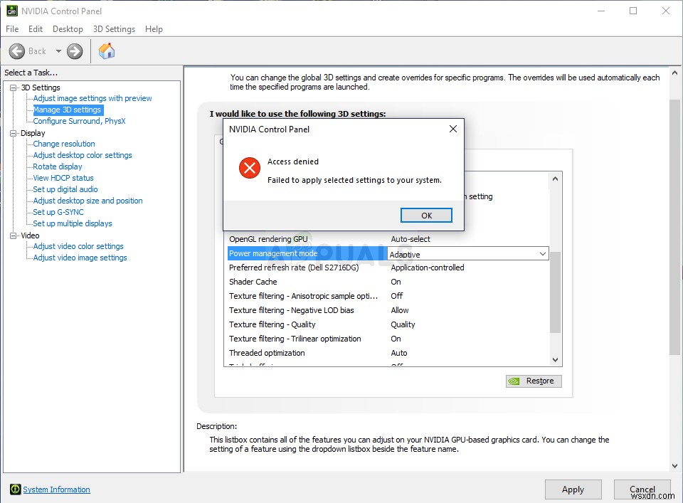 Fix: Access Denied in NVIDIA Control Panel