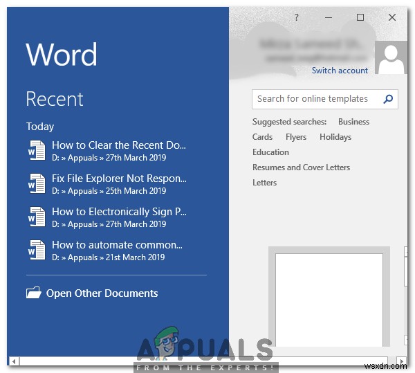 How to Clear or Disable the Recent Documents List in Microsoft Word