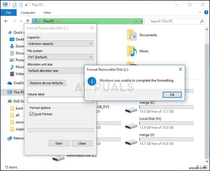 Fix: Windows was Unable to Complete the Formatting