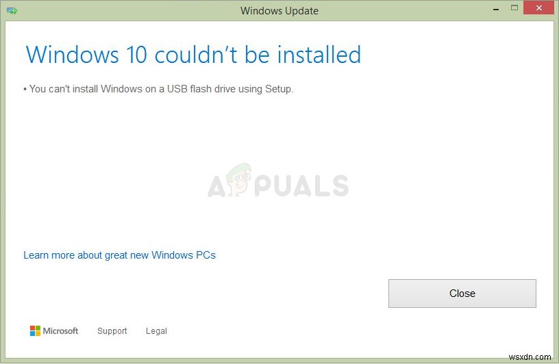 Fix: You can’t Install Windows on a USB flash Drive Using Setup