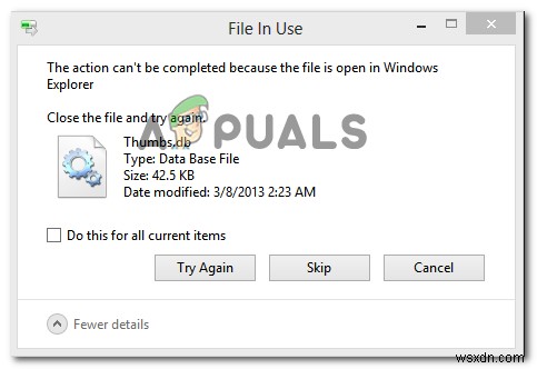 Fix: The Action Cannot be Completed Because the File is Open in Windows Explorer